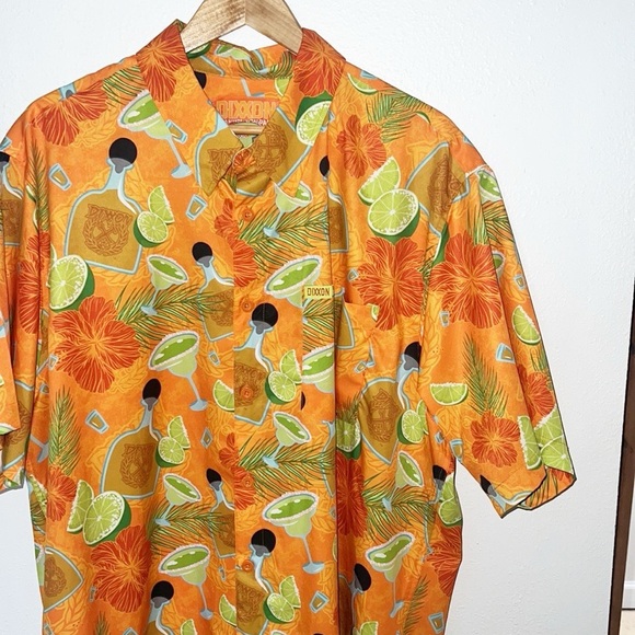 Dixxon The Anejo Short Sleeve Summer Tropical Drinking Alcoha Orange Men's Shirt - Picture 2 of 10